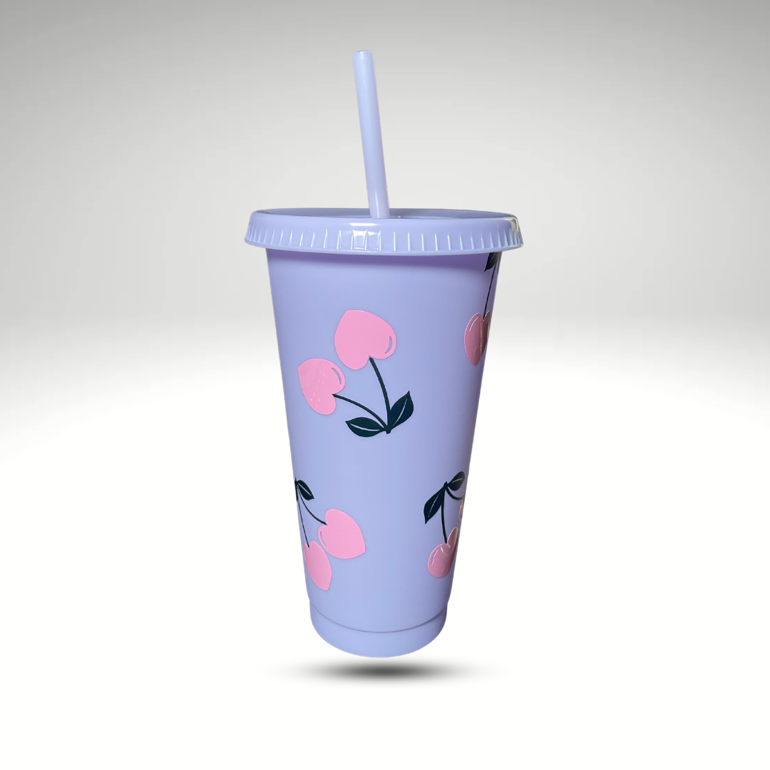 Cherry Cold Cup With Straw