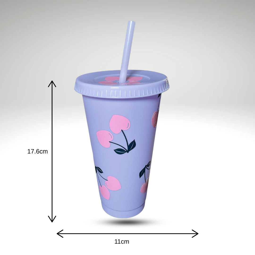 Cherry Cold Cup With Straw