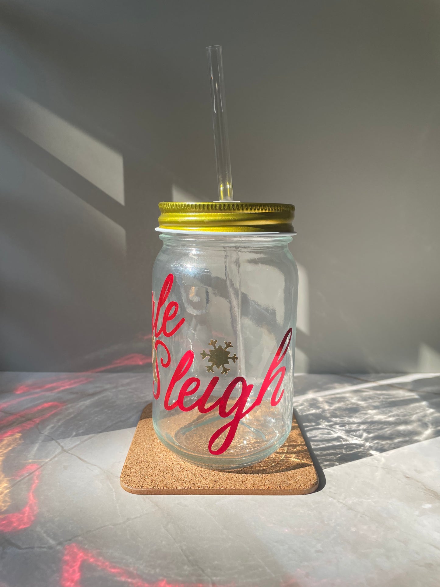 Jingle and Sleigh Drinking Jar