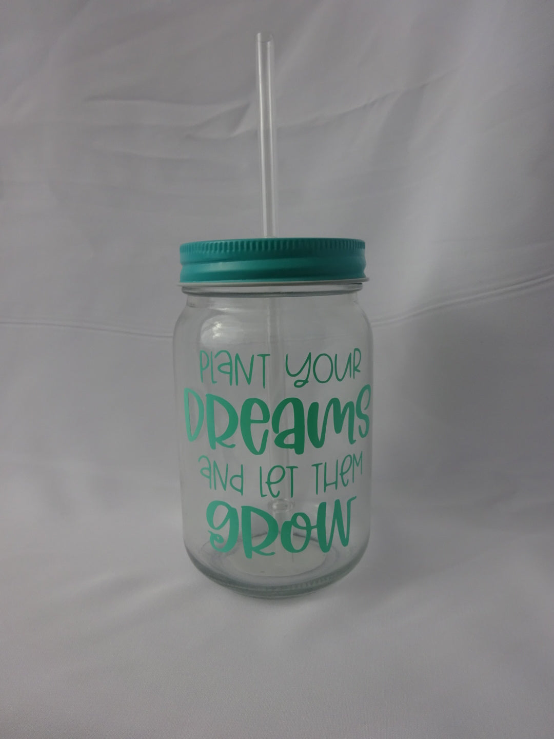 Plant Your Dreams Glass Drinking Jar With Straw