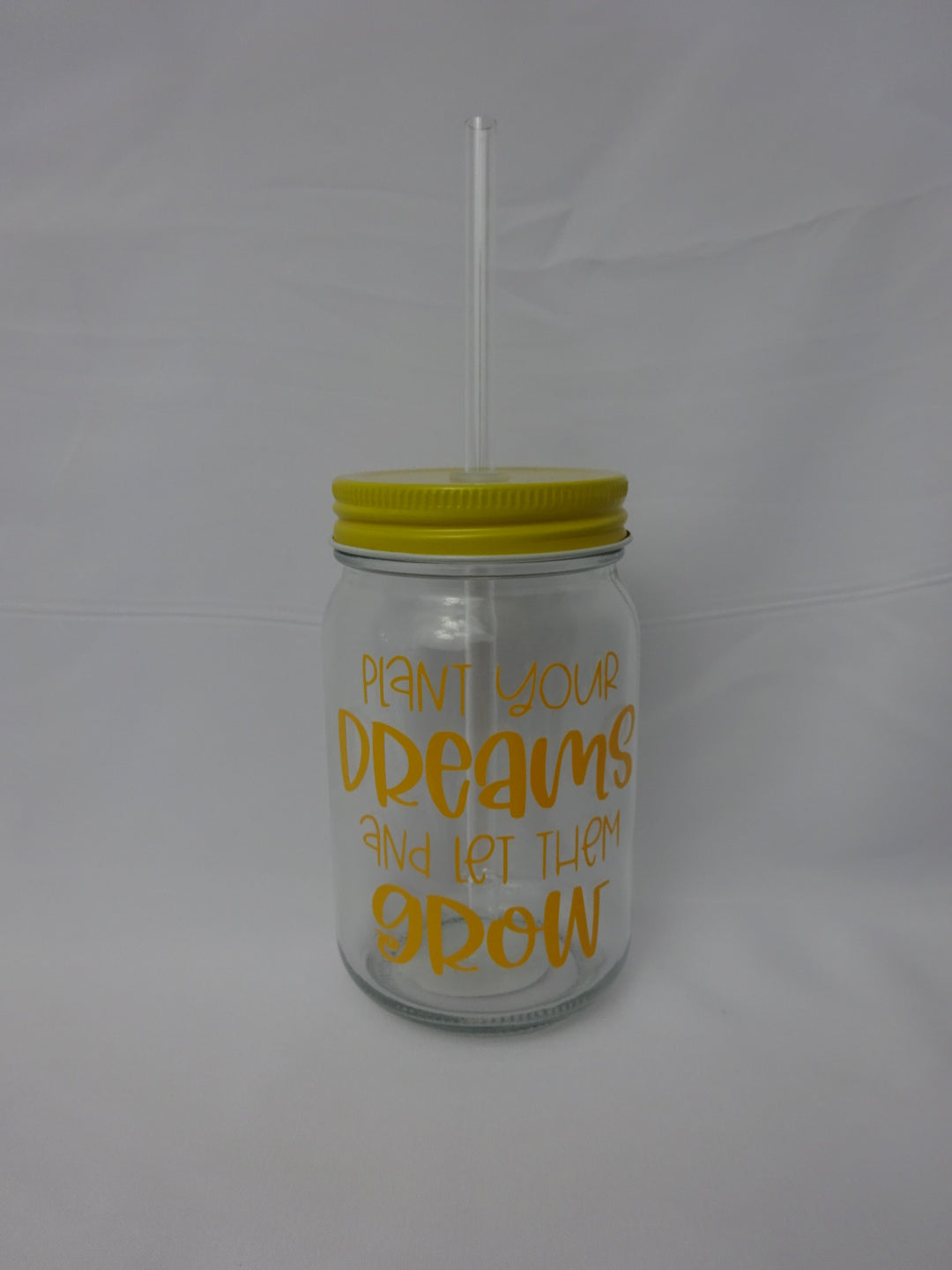 Plant Your Dreams Glass Drinking Jar With Straw