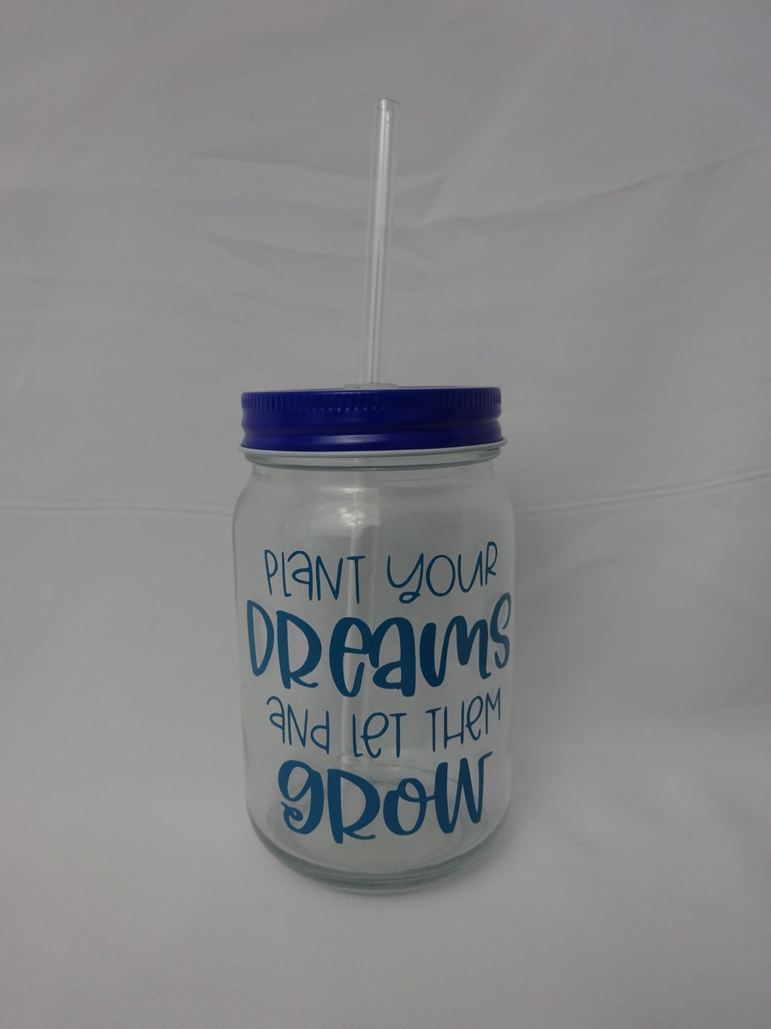 Plant Your Dreams Glass Drinking Jar With Straw